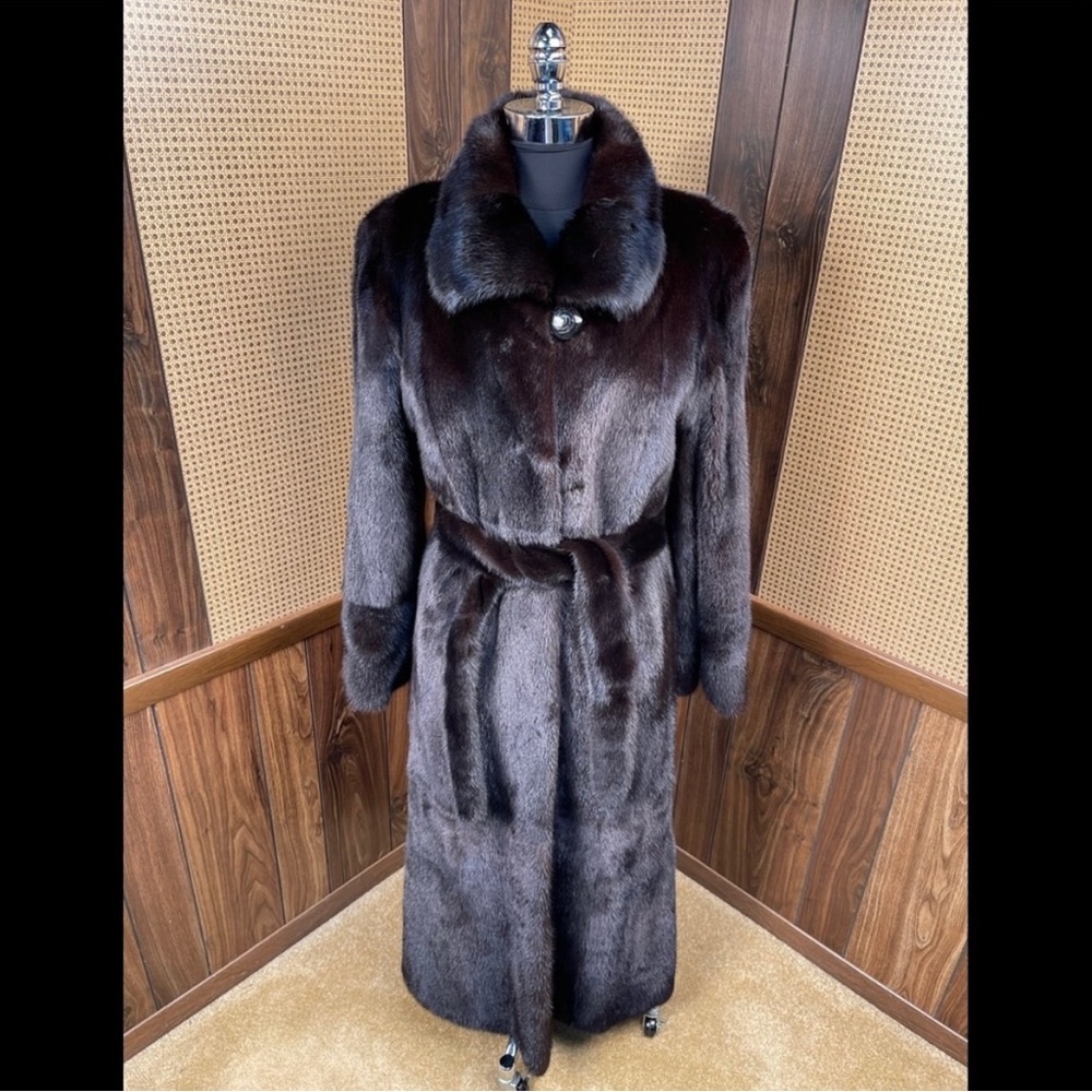Saga Furs Royal Dark Brown Full Length Mink Fur Jacket